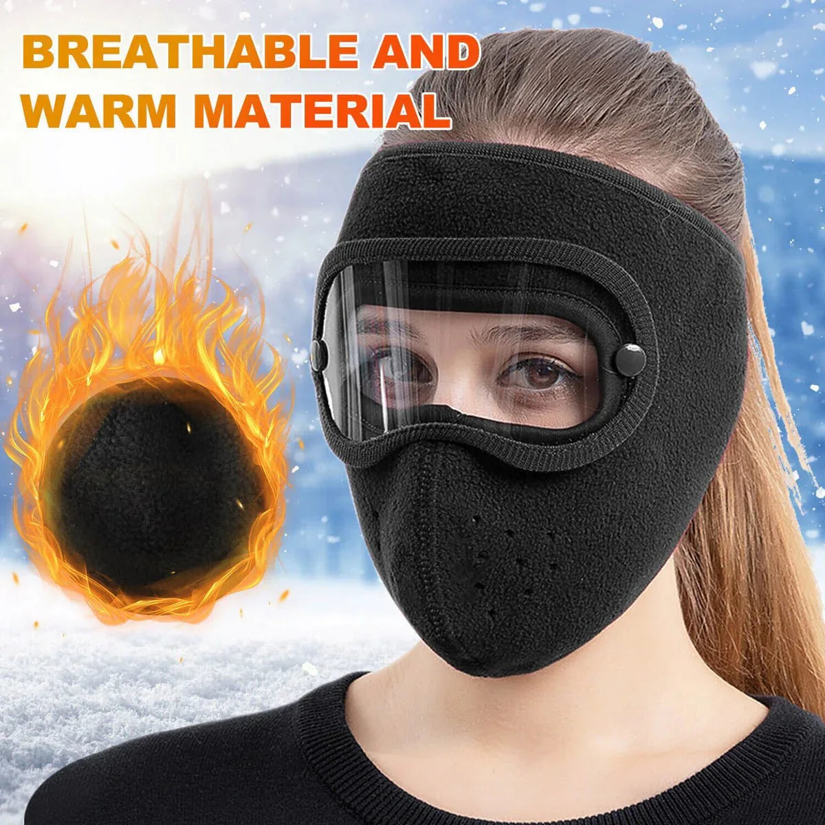 Full Face Mask with Anti-Fog Goggles | Breathable Masks Eye Shield (Random Colors)